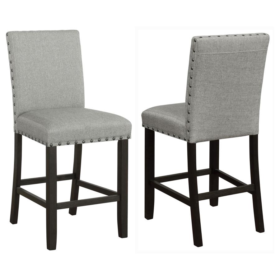 Solid Back Upholstered Side Chairs (Set of 2) β Grey and Antique Noir Finish for Sophisticated Style and Comfortable Dining Seating
