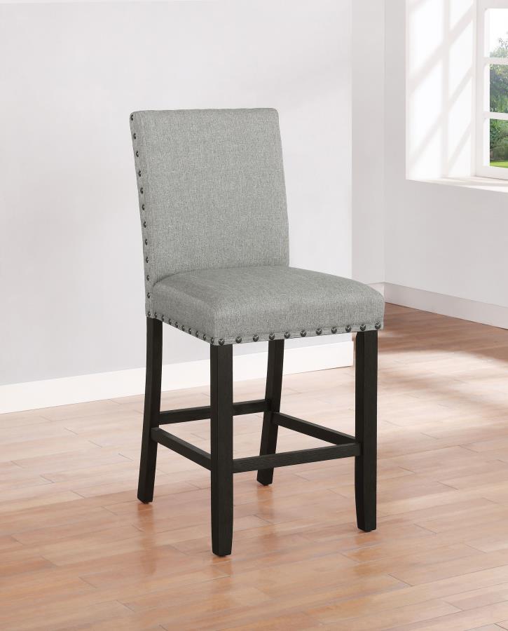 Solid Back Upholstered Side Chairs (Set of 2) β Grey and Antique Noir Finish for Sophisticated Style and Comfortable Dining Seating