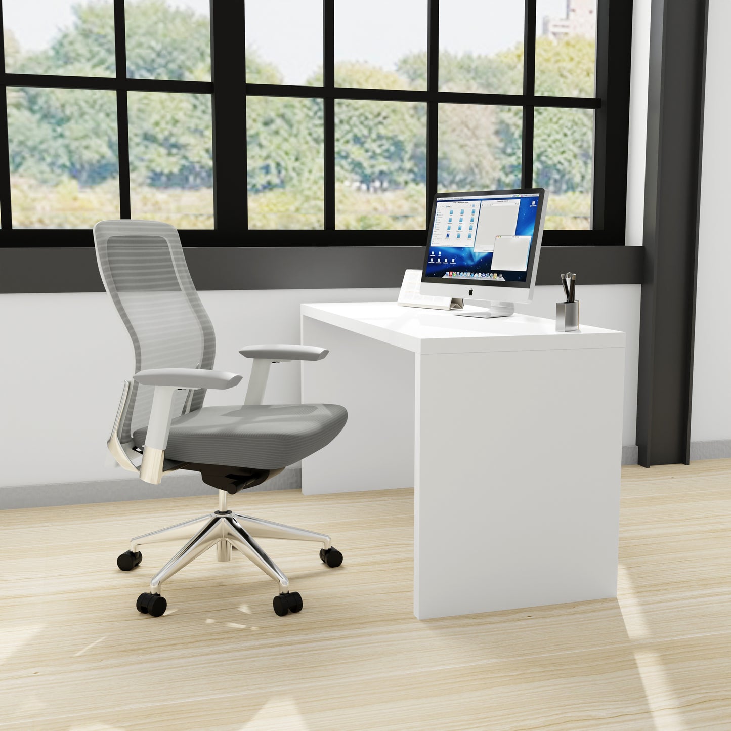Abby 55" Desk in Matte White