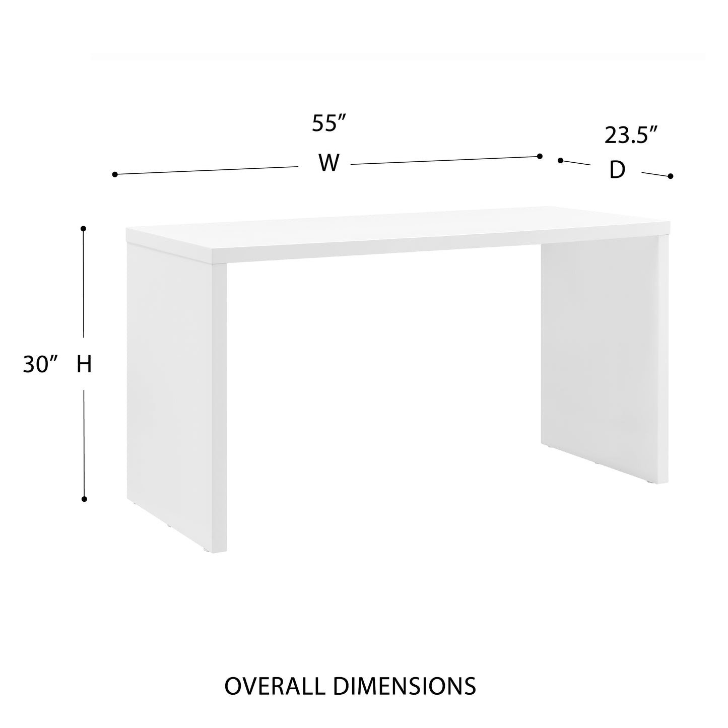 Abby 55" Desk in Matte White