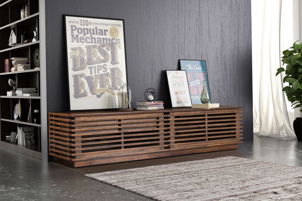 Linea Wide Entertainment Stand Walnut - Stylish & Spacious Entertainment Stand with a Warm Walnut Finish for a Modern and Functional Look