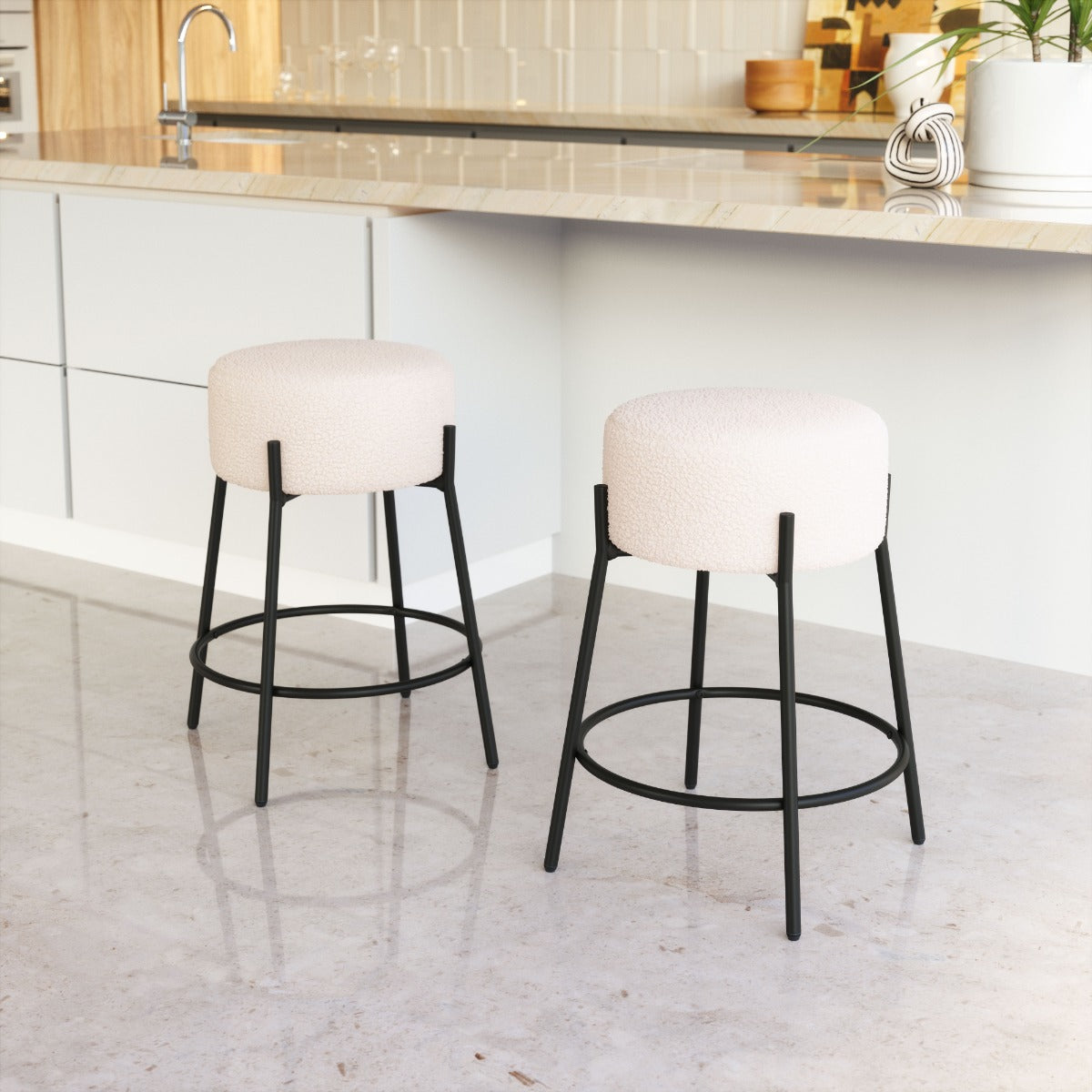 Blanche Counter Stool Set of 2 - Chic Ivory Design for Modern Kitchens and Dining Spaces