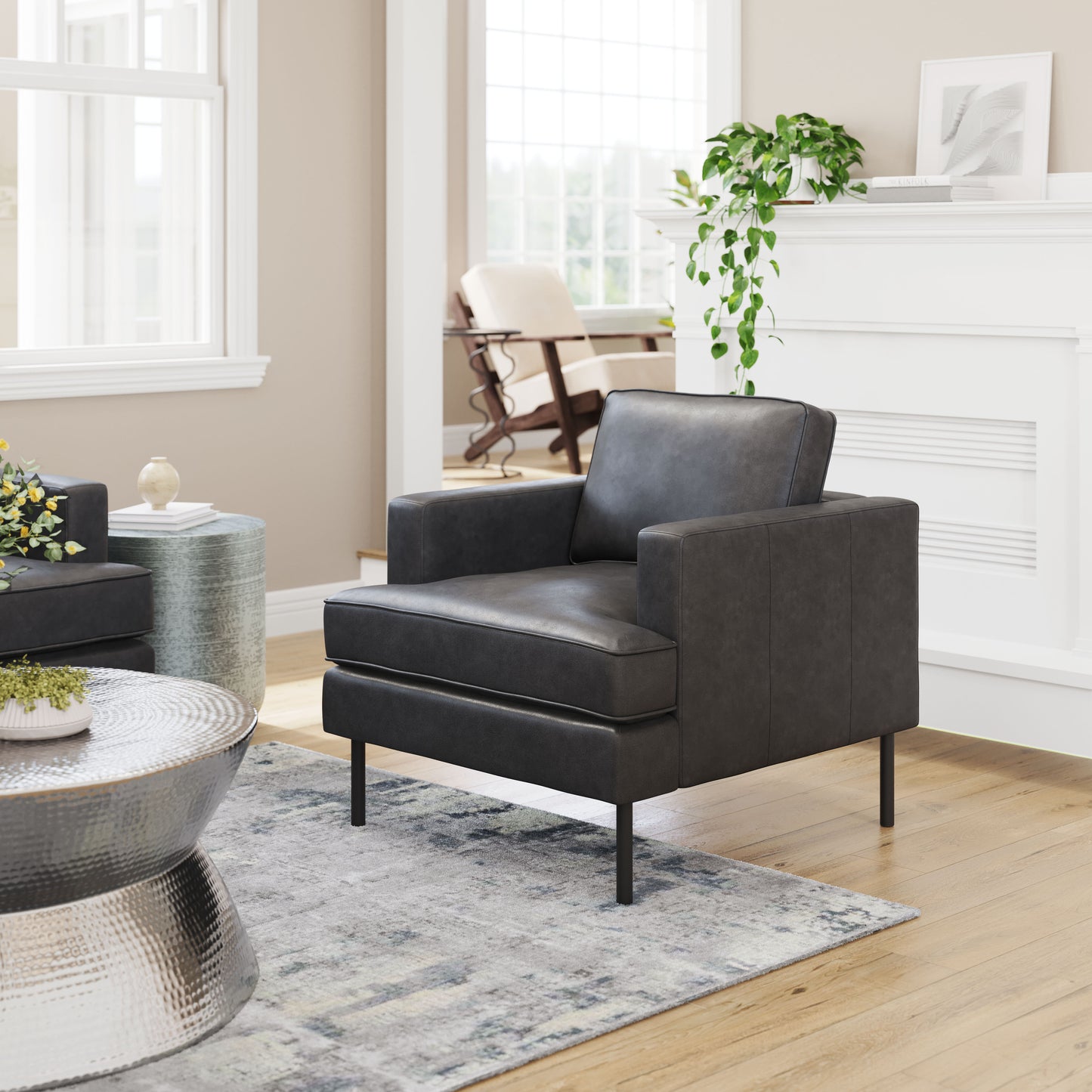 Decade Armchair - Vintage Gray Stylish and Comfortable Upholstered Armchair for Classic and Contemporary Living Spaces