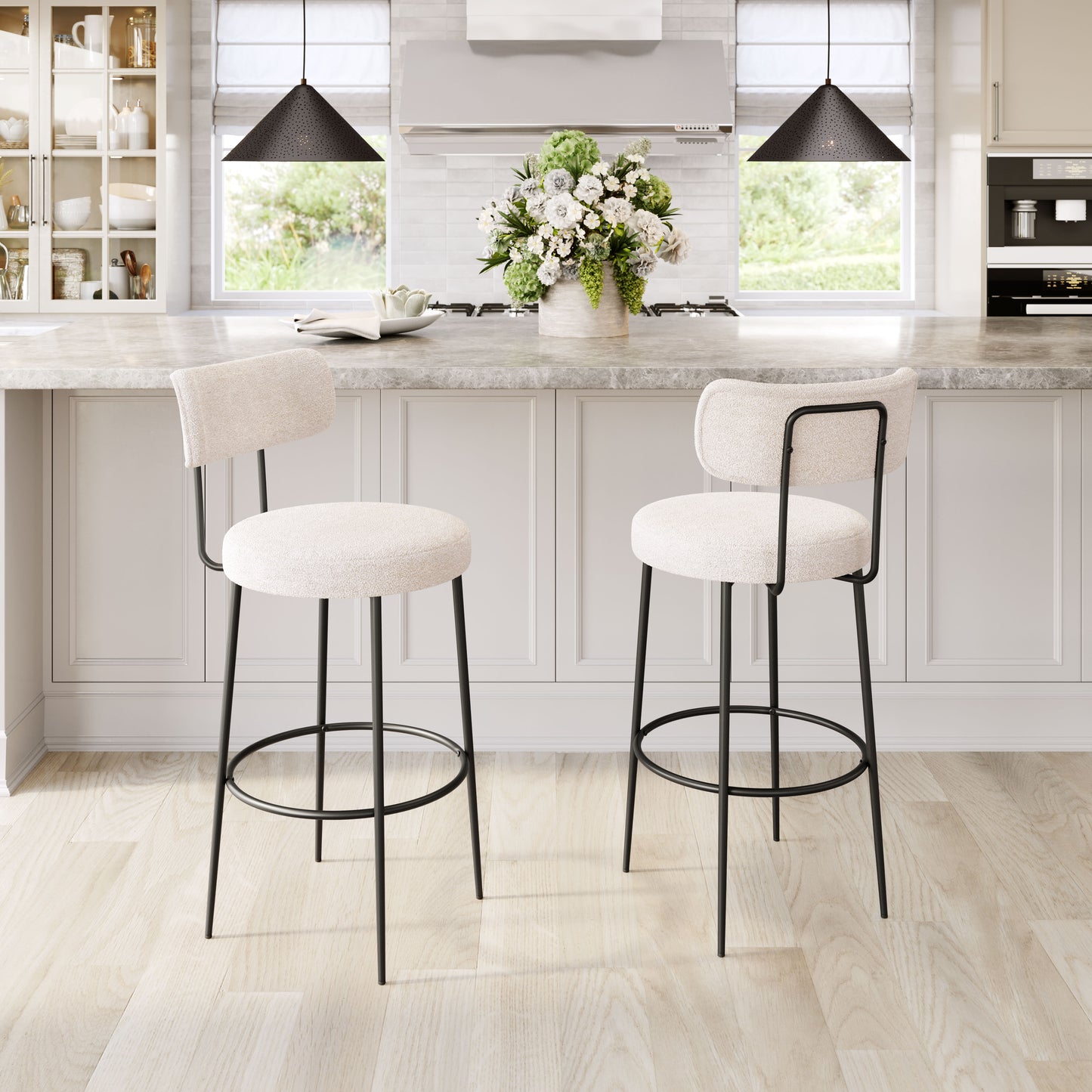 Blanca Barstool Set of 2 - Stylish Ivory Design for Contemporary Home Bars and Dining Areas