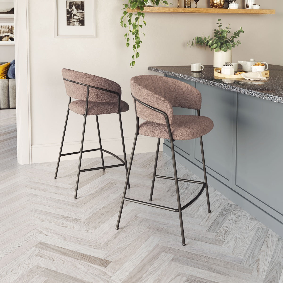 Josephine Counter Stool Set of 2 - Stylish Brown Design for Modern Kitchens and Dining Areas