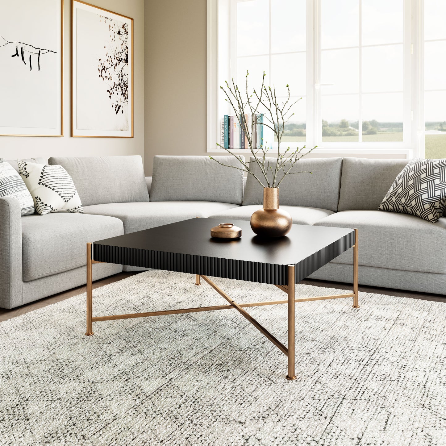 Nazaire Coffee Table - Black Sleek and Modern Coffee Table for Contemporary Living Rooms