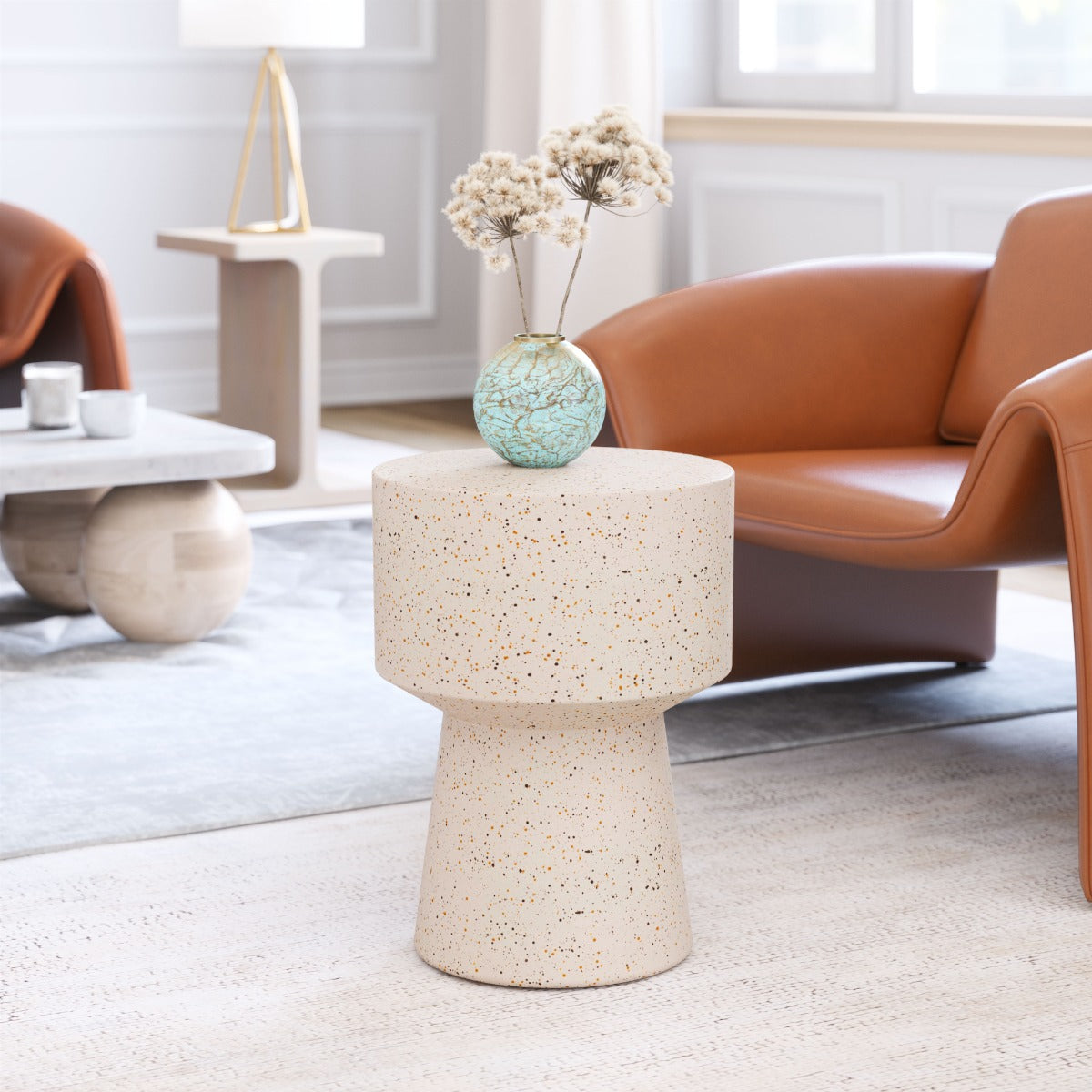 Masko Side Table Beige β Elegant and Versatile Beige Accent for Living Room or Bedroom Decor