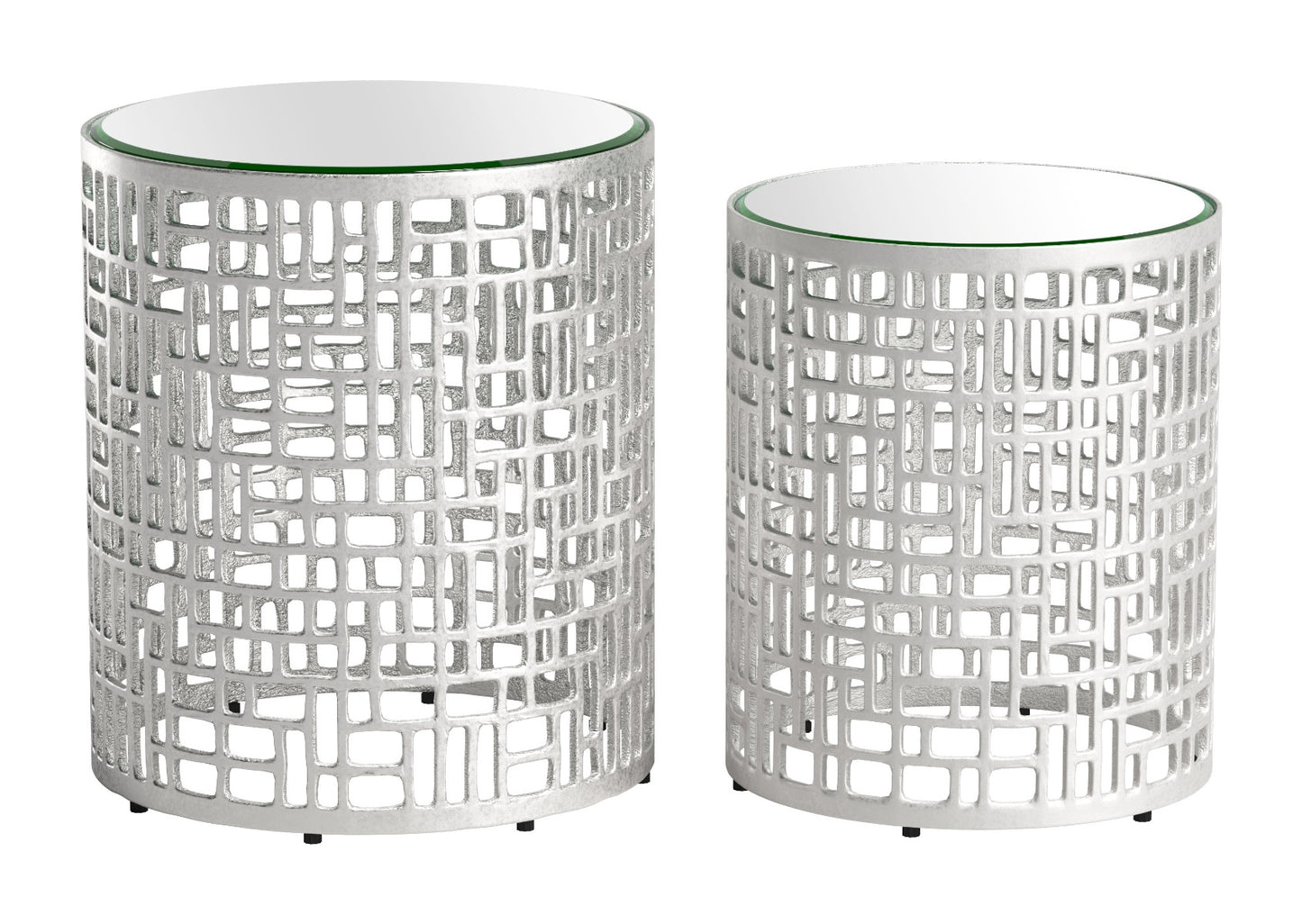 Reden Side Table Set (2-Piece) Silver β Elegant and Modern Silver Accent Tables for Living Room or Bedroom Decor
