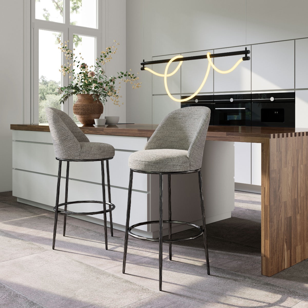 Nordhavn Swivel Barstool Gray β Stylish and Comfortable Gray Swivel Barstool for Modern Kitchens or Bars