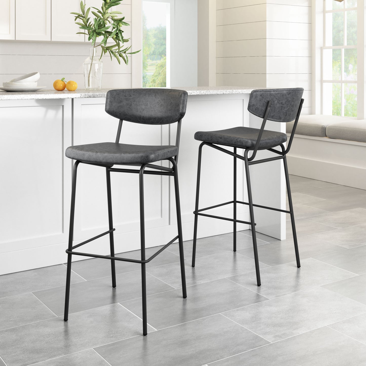 Charon Barstool (Set of 2) Vintage Black β Stylish and Durable Vintage Black Barstools for Modern Kitchens or Bars