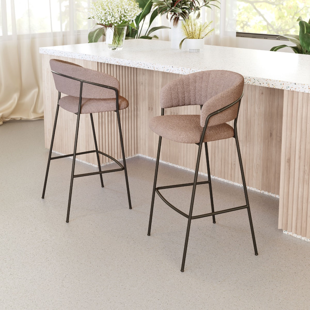 Josephine Barstool Set of 2 - Elegant Brown Design for Stylish Home Bars and Dining Areas