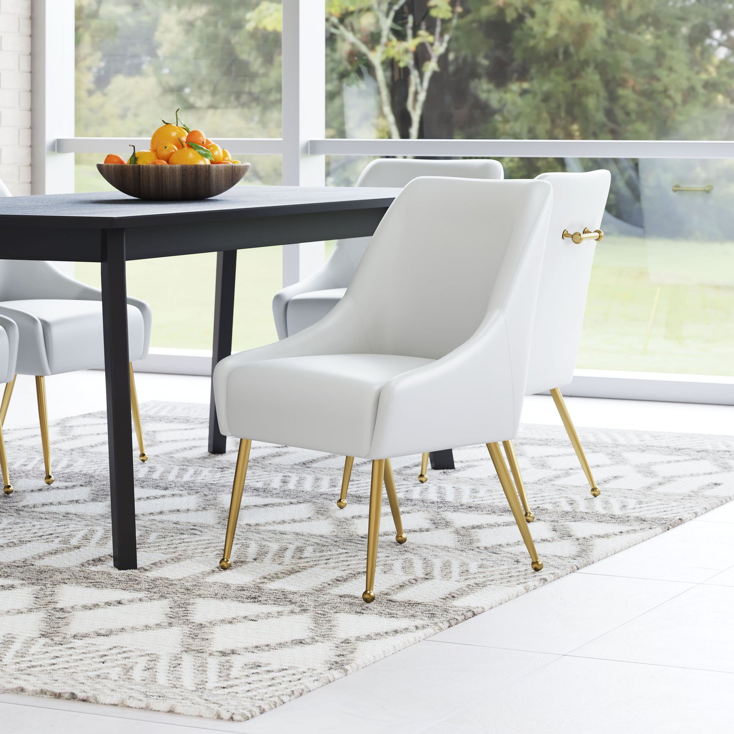 Maxine Dining Chair - Stylish White & Gold Design for Elegant Dining Rooms and Modern Decor