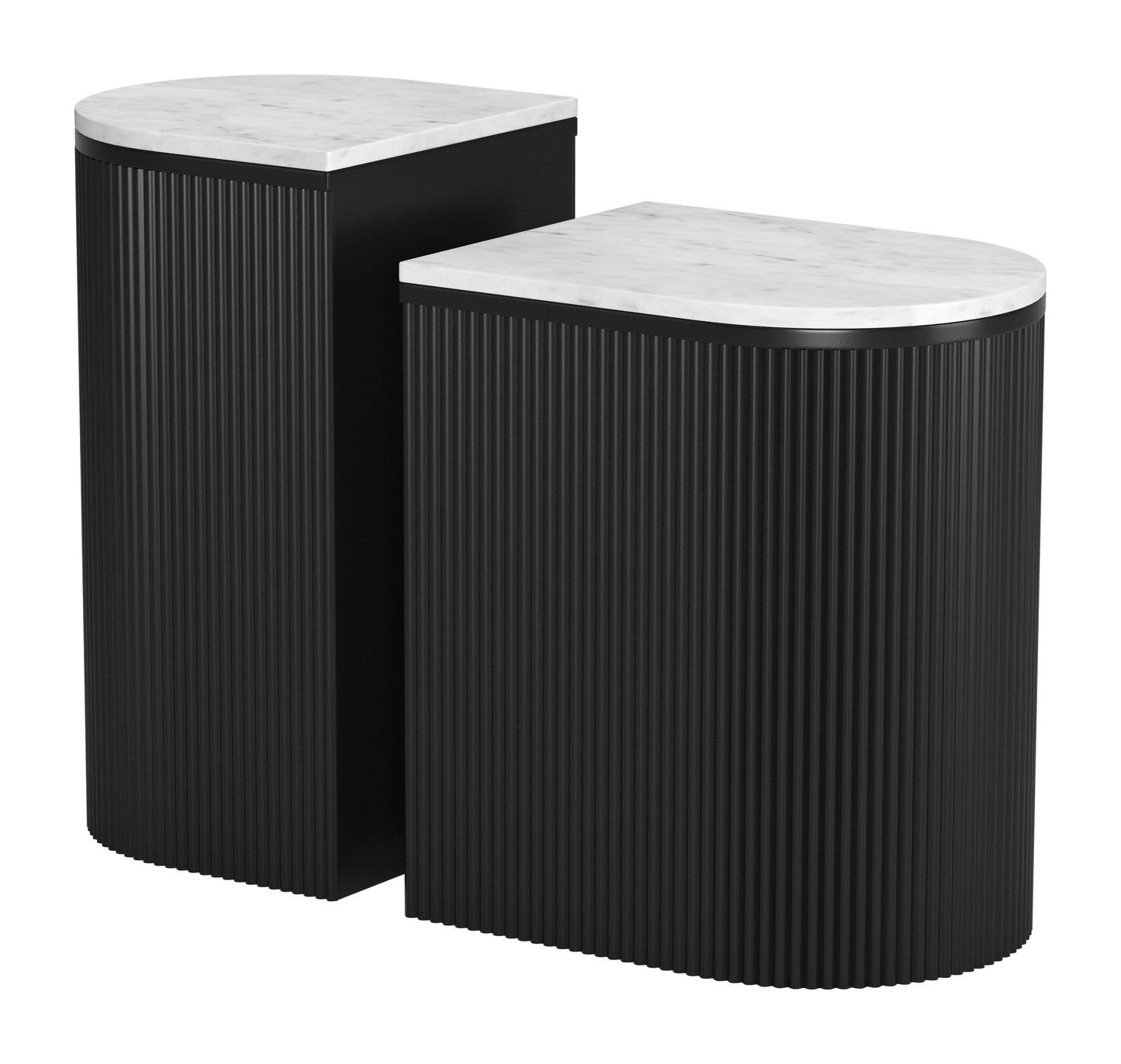 Ormara Side Table Set (2-Piece) - White & Black Stylish and Modern Side Tables for Contemporary Living Rooms and Spaces
