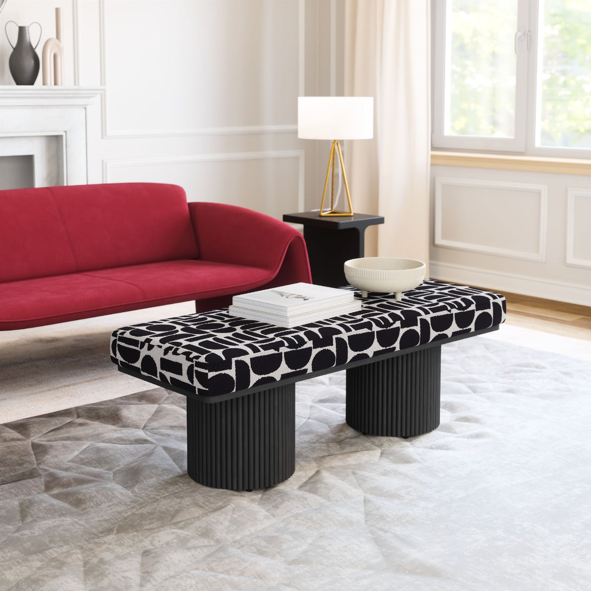 Botoia Bench Black & White β Modern and Stylish Black & White Bench for Entryway, Living Room, or Bedroom Decor