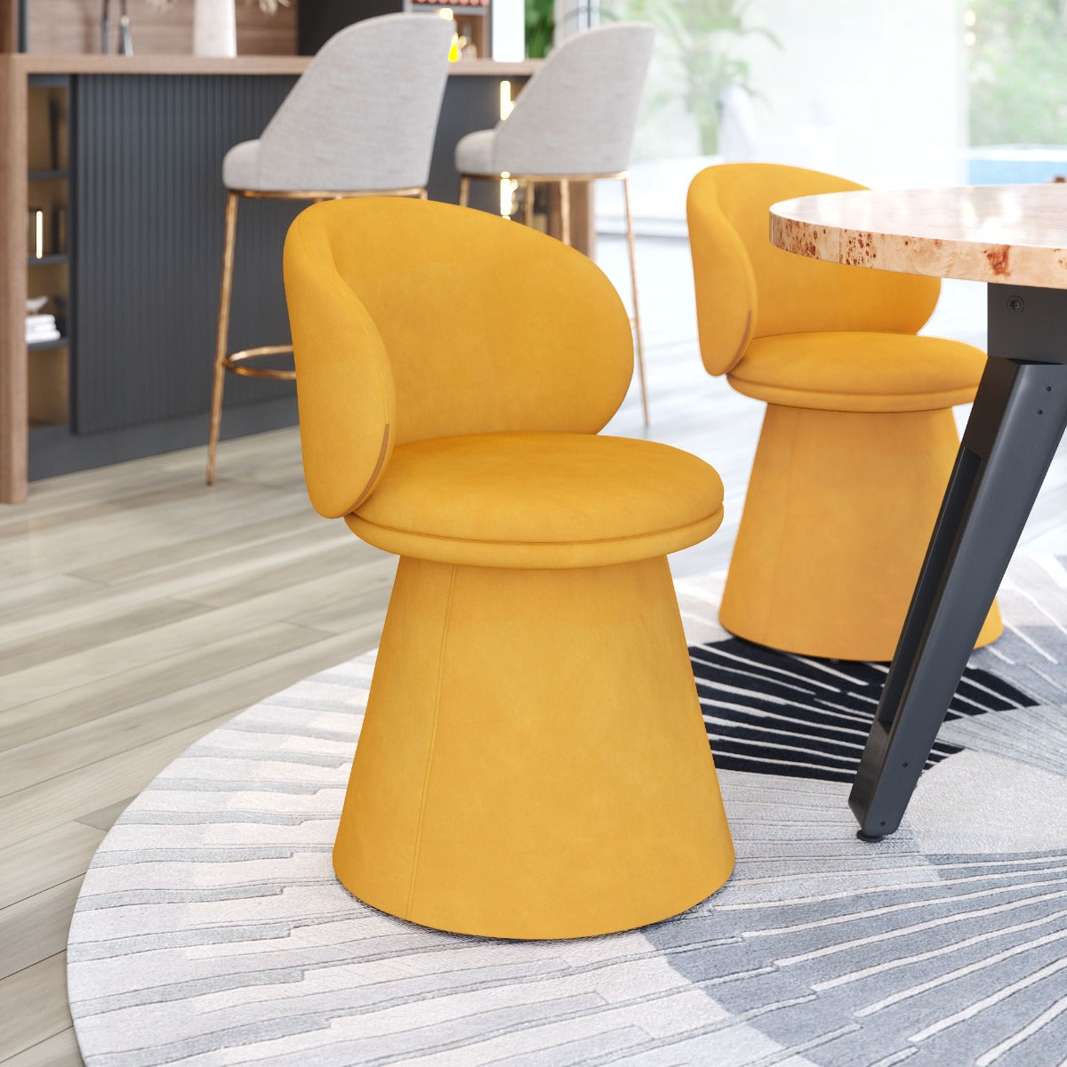 Oblic Swivel Dining Chair Orange β Modern and Comfortable Orange Swivel Chair for Dining Room or Kitchen