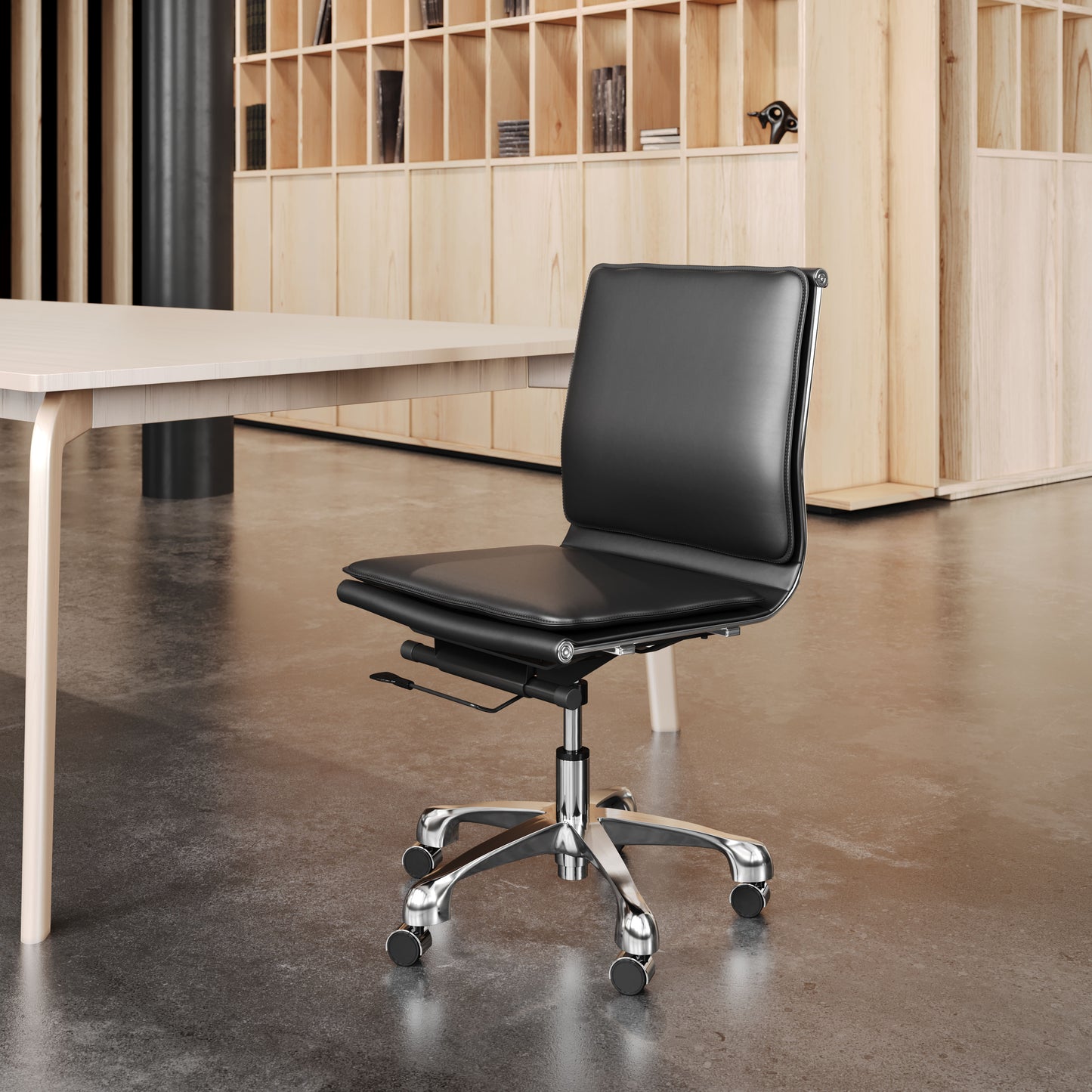 Lider Plus Armless Office Chair Black - Sleek & Comfortable Armless Office Chair with a Modern Black Upholstery for a Professional Look