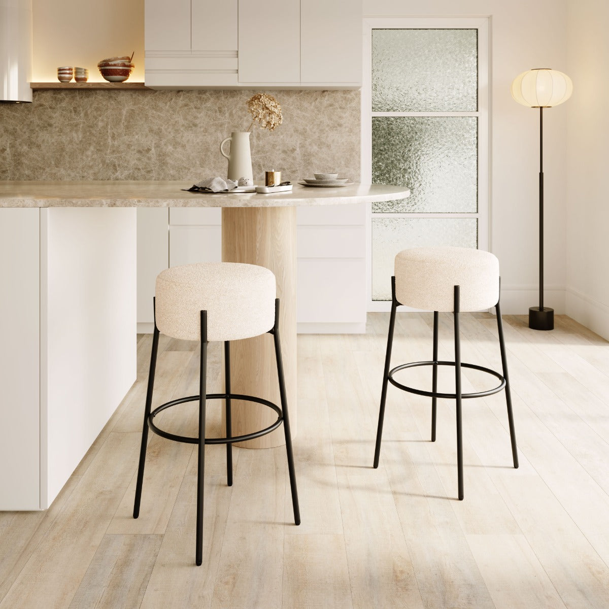 Blanche Barstool Set of 2 - Elegant Ivory Design for Stylish Home Bars and Dining Areas