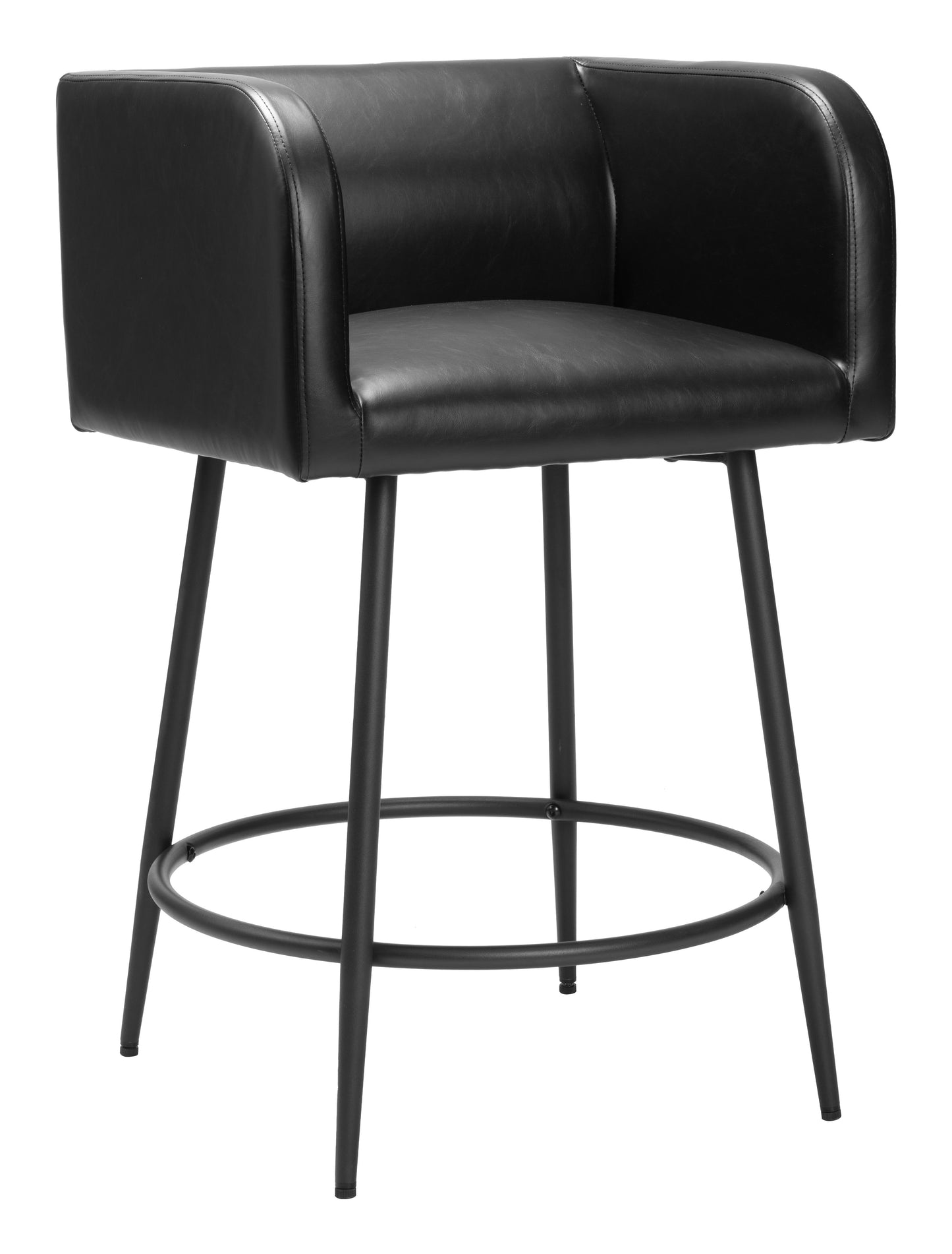 Horbat Counter Stool Set of 2 - Black Modern and Stylish Upholstered Stools for Contemporary Kitchens and Dining Spaces