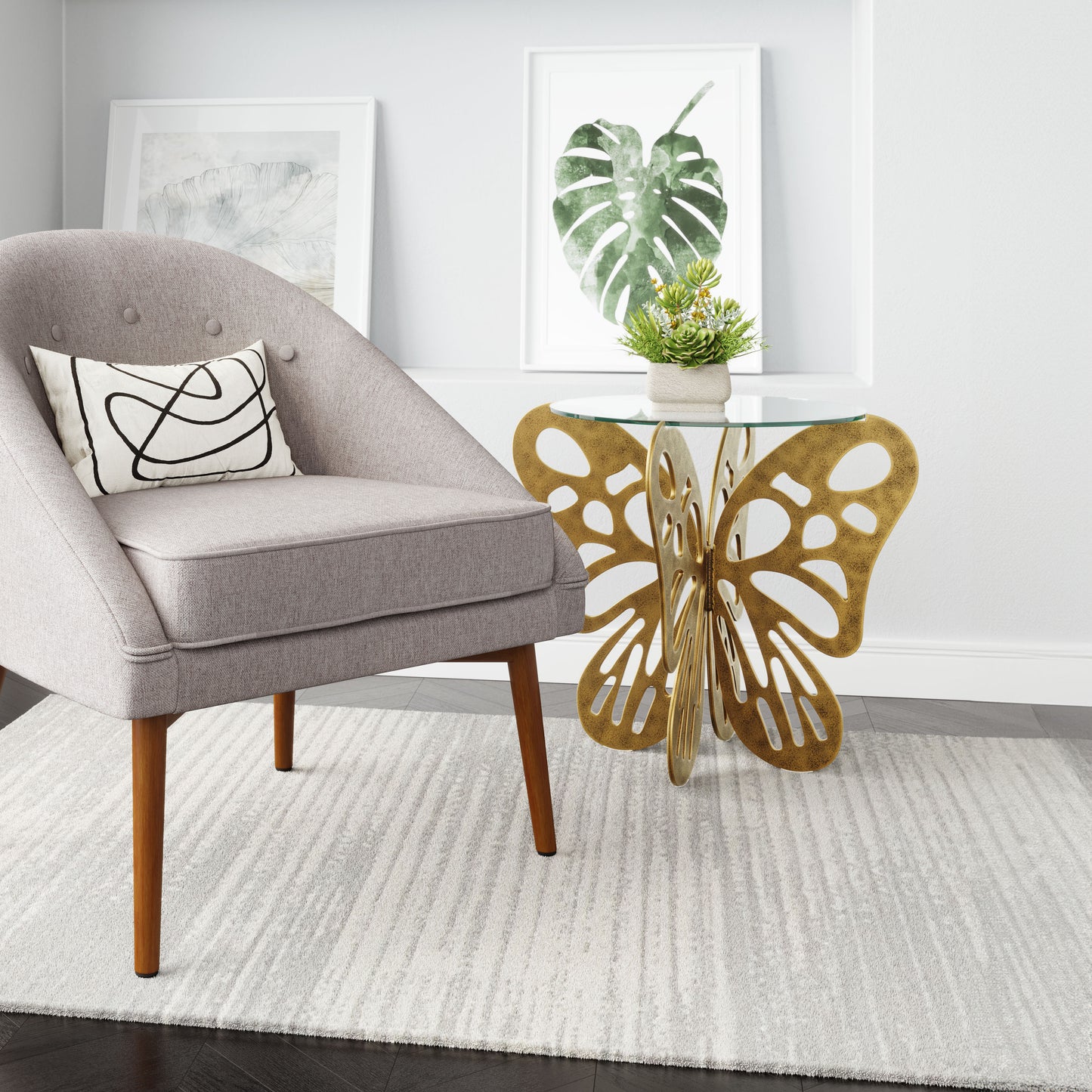 Motyl Accent Table Gold β Luxurious and Elegant Gold Accent Table for Living Room or Bedroom Decor