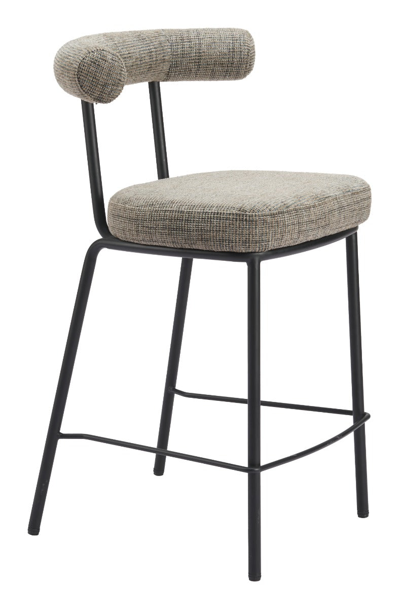 Kede Counter Stool - Green Tweed Stylish Upholstered Stool for Modern Kitchens and Dining Spaces