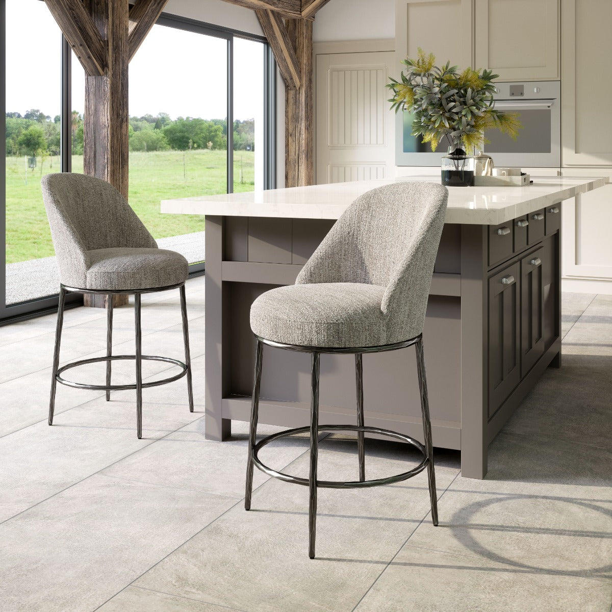 Nordhavn Swivel Counter Stool Gray β Modern and Comfortable Gray Swivel Counter Stool for Contemporary Kitchens or Bars