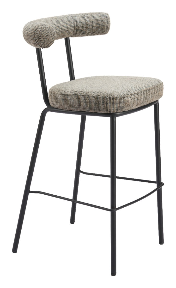 Kede Barstool - Green Tweed Stylish Upholstered Barstool for Modern Kitchens and Bars