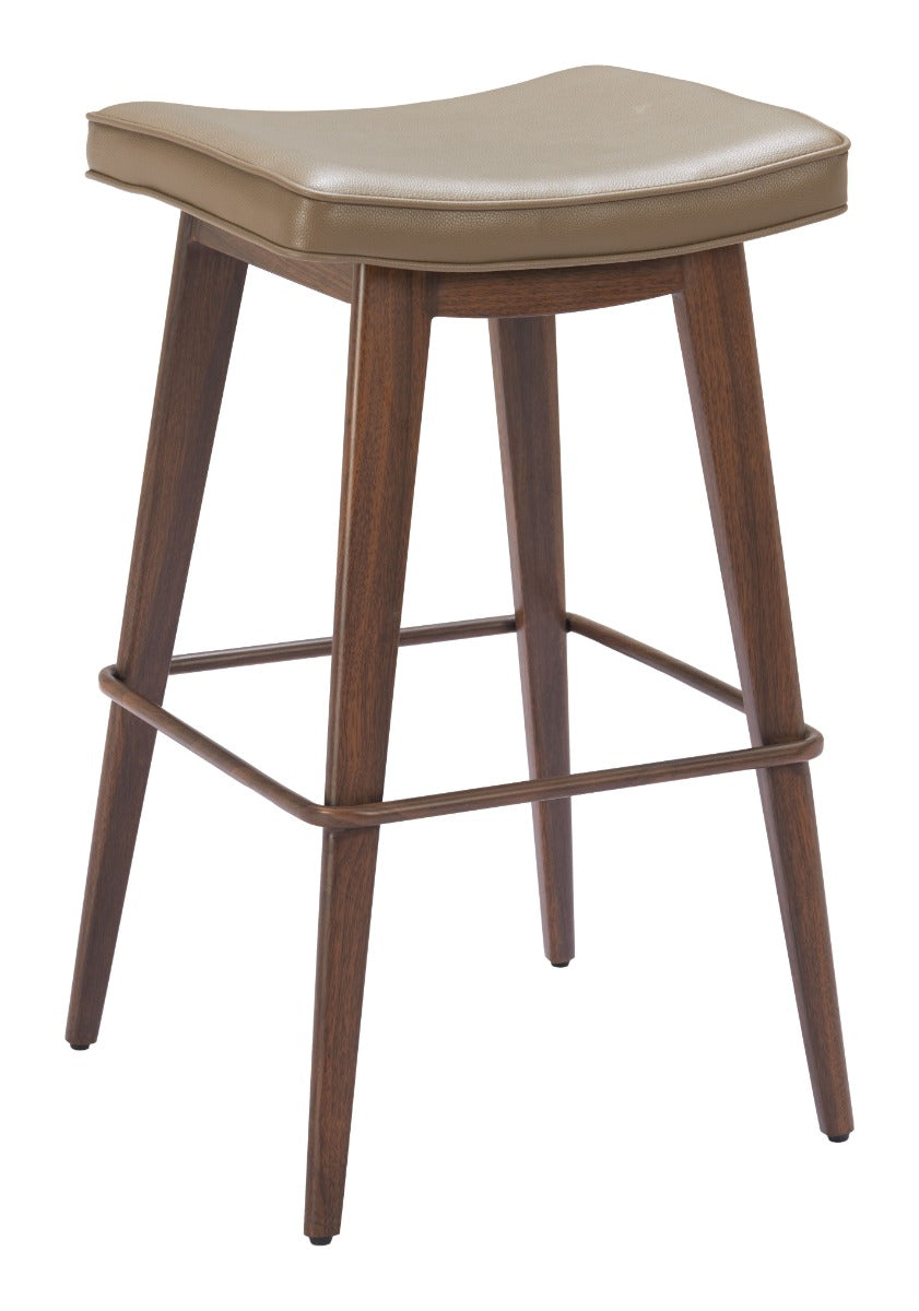 Divat Barstool (Set of 2) Taupe & Walnut β Elegant and Comfortable Taupe & Walnut Barstools for Modern Kitchens or Bars