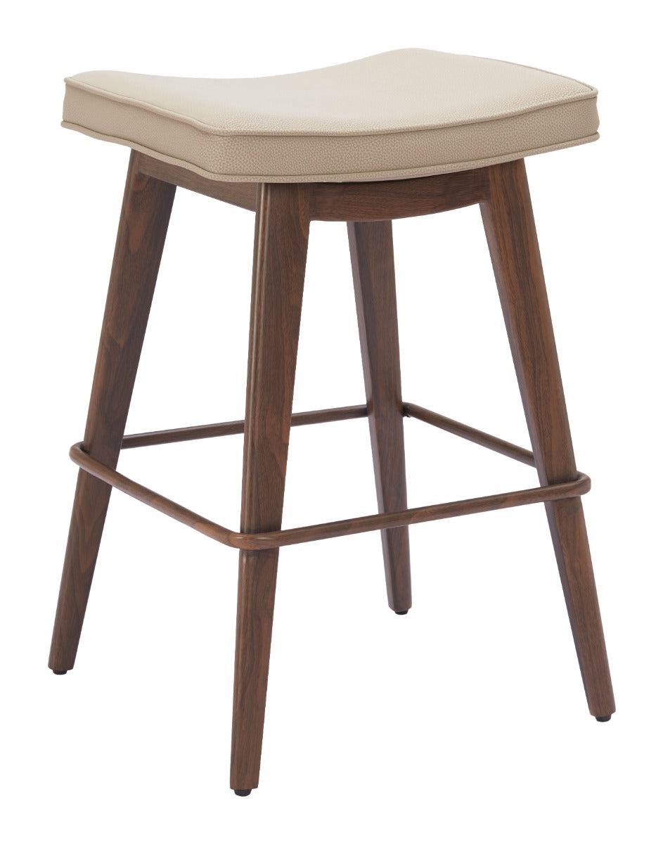 Divat Counter Stool (Set of 2) Beige & Walnut β Stylish and Durable Beige & Walnut Counter Stools for Modern Kitchens or Bars