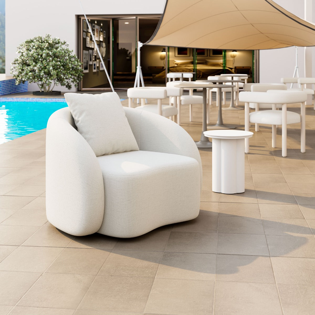 Sunny Isles Accent Chair Beige - Stylish & Comfortable Accent Chair with a Neutral Beige Upholstery for a Versatile, Modern Look