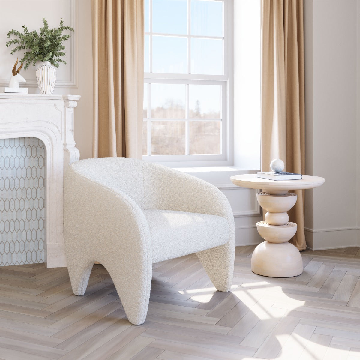 Lopta Accent Chair White – Elegant and Chic White Accent Chair for Contemporary Home Décor