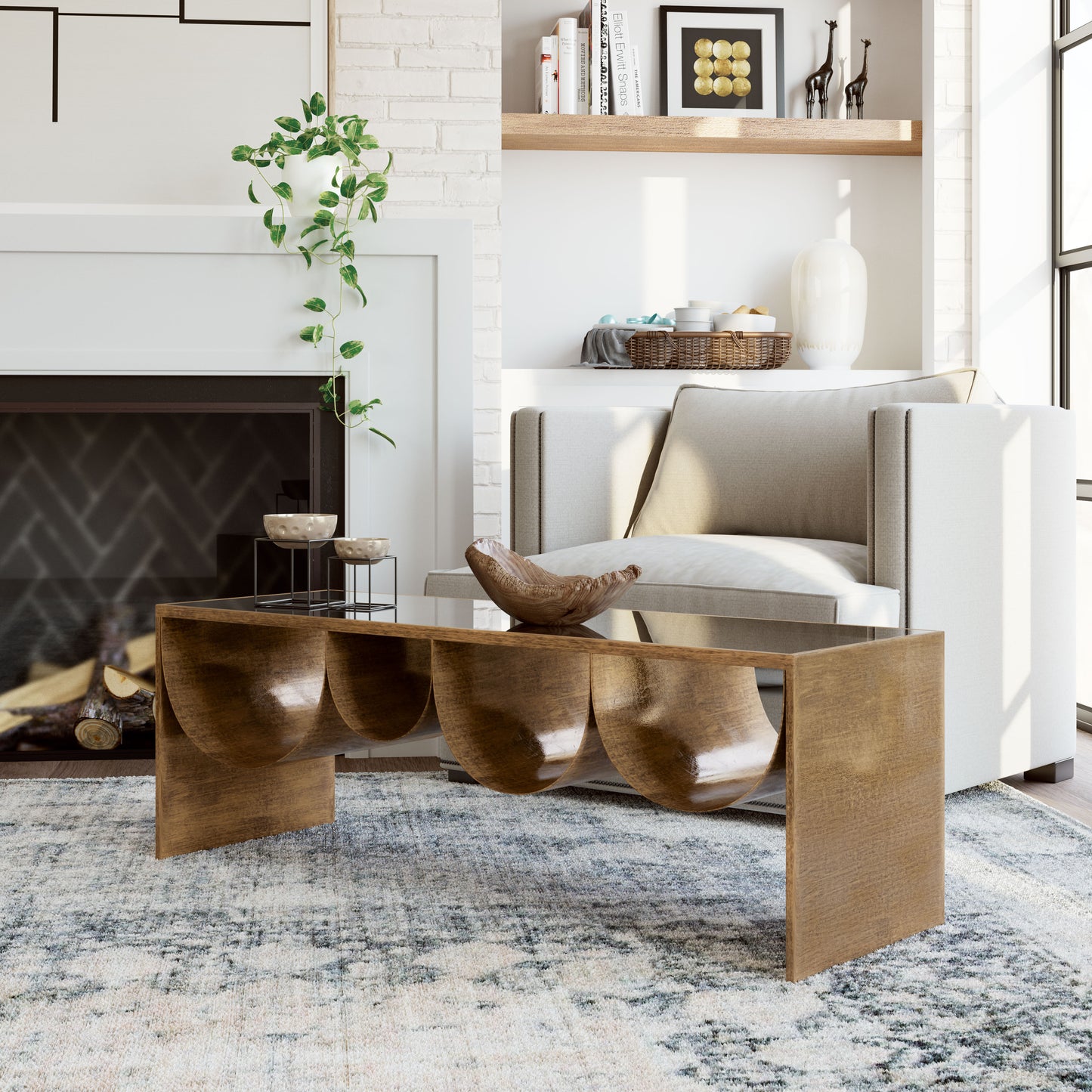 Reed Coffee Table - Brass & Black Sleek and Elegant Coffee Table for Contemporary Living Rooms