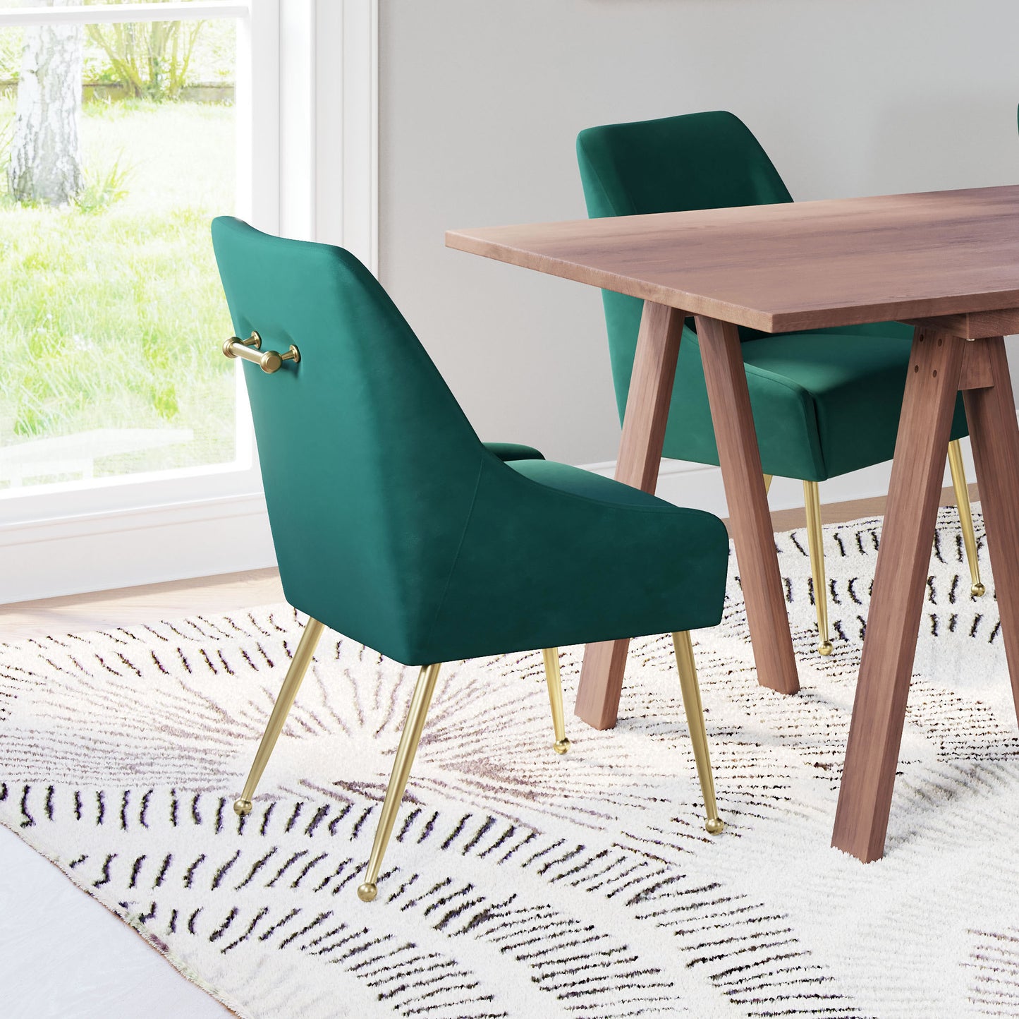 Maxine Dining Chair - Chic Green & Gold Design for Stylish Dining Rooms and Modern Interiors
