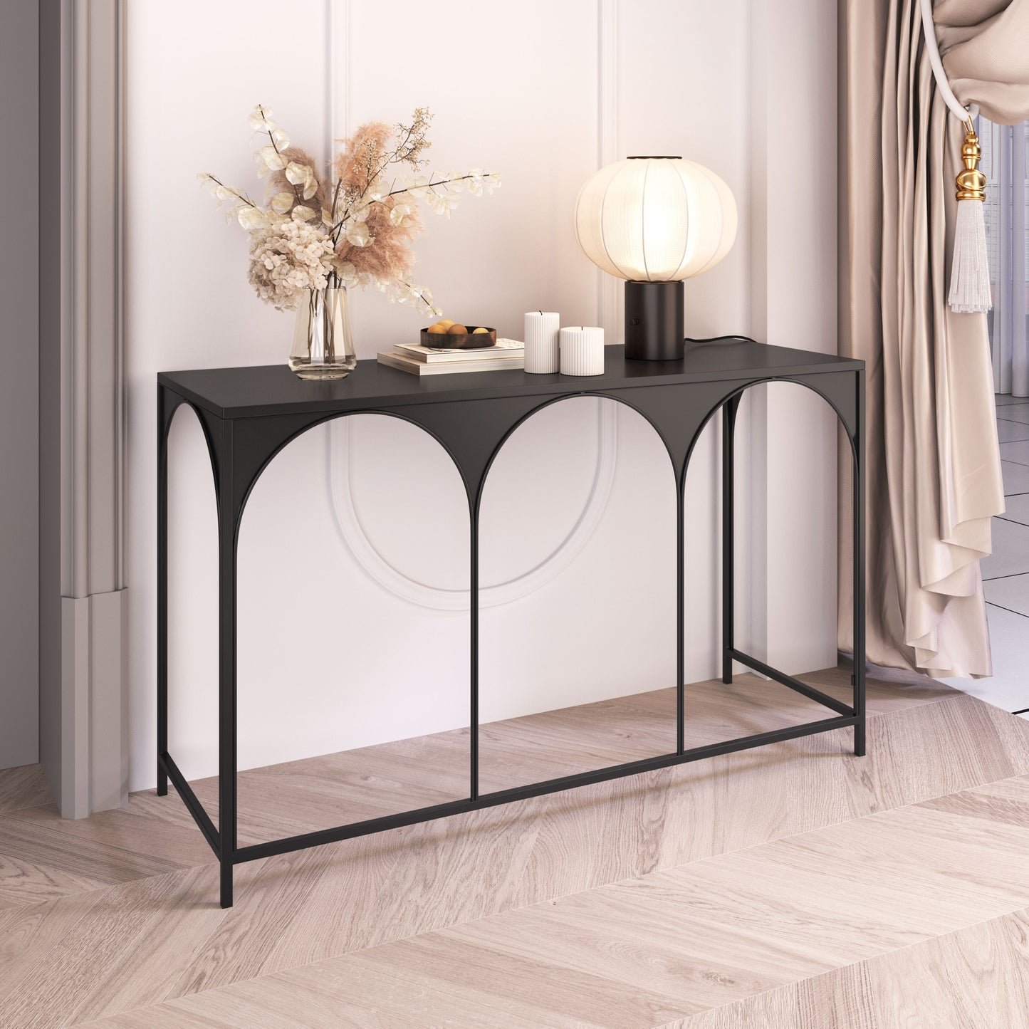 Loriet Console Table - Black Stylish and Sophisticated Console Table for Modern Living Spaces and Entryways