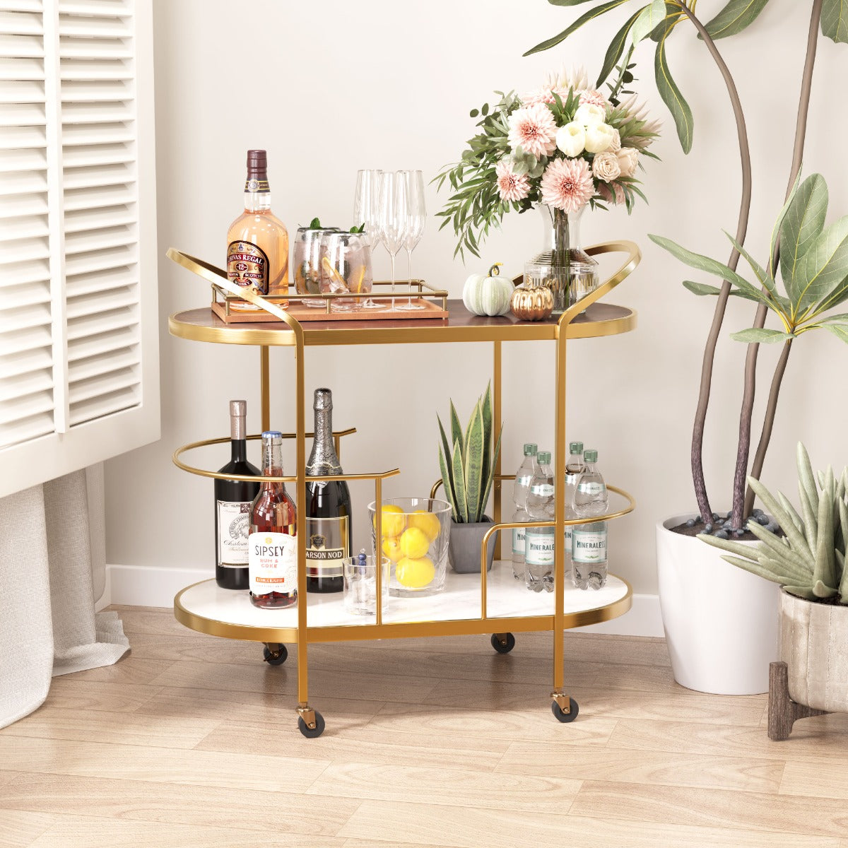 Antalya Bar Cart - Vibrant Multicolor Design for Stylish Entertaining and Home Decor