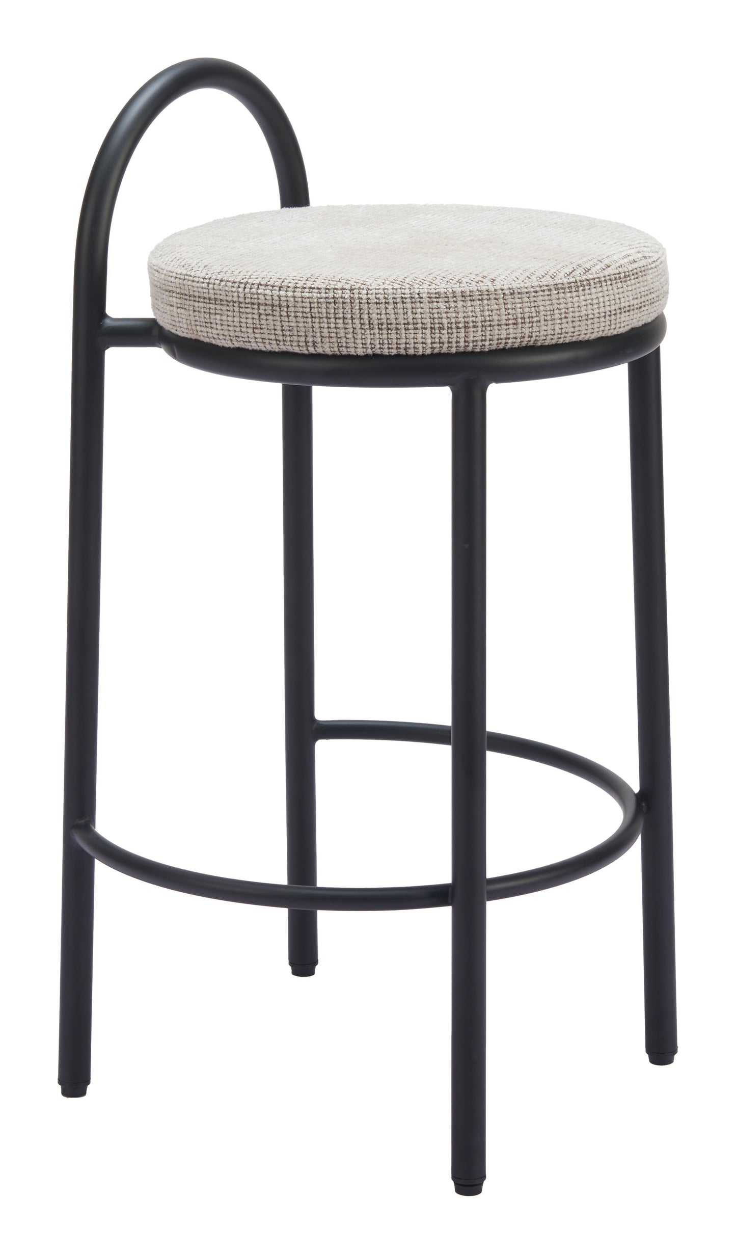 Sisal Counter Stool Set of 2 - Beige Tweed Stylish Upholstered Stools for Modern Kitchens and Dining Areas