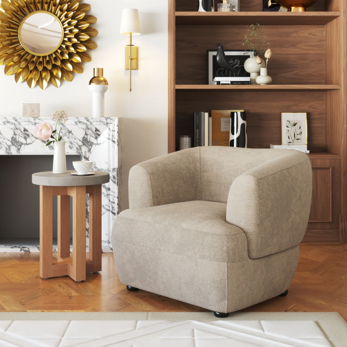 Bekker Accent Chair - Golden Beige Chic and Comfortable Upholstered Chair for Stylish Living Rooms