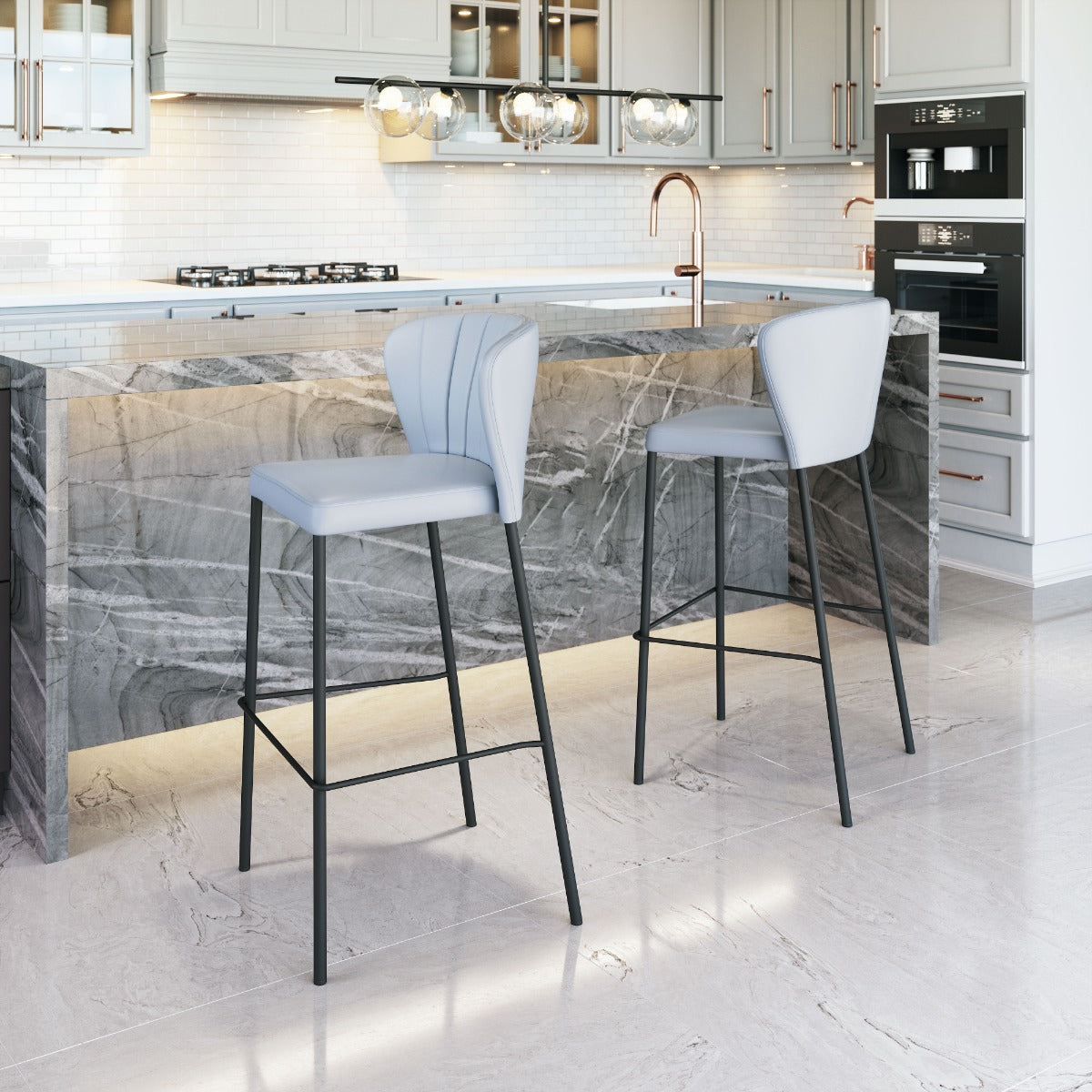 Linz Barstool Set of 2 - Modern Gray Design for Chic Home Bars and Kitchens