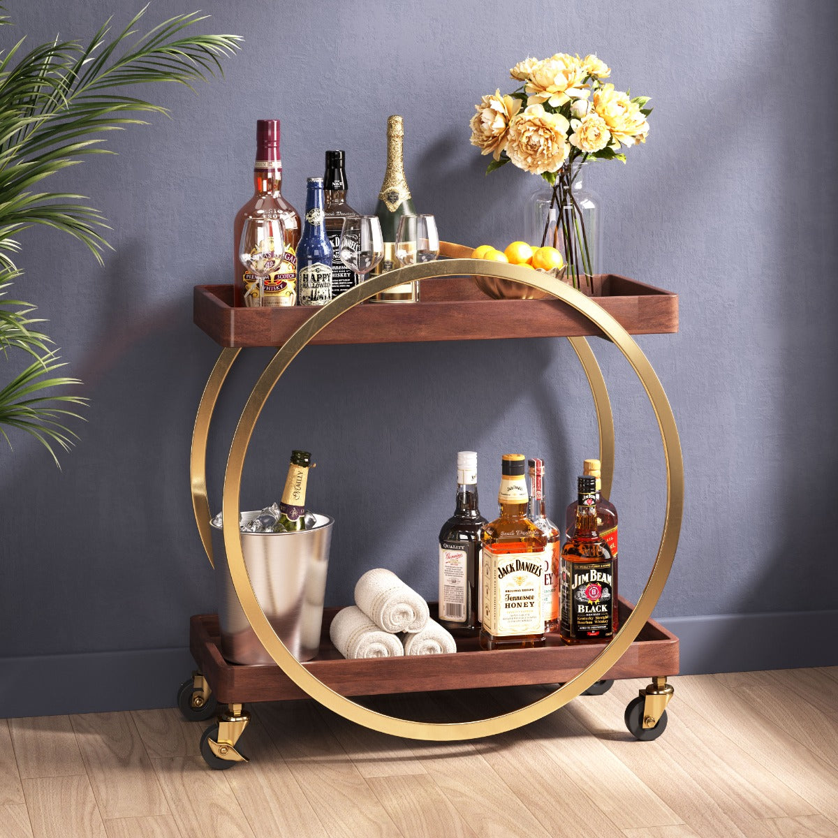 Arenas Bar Cart - Stylish Brown Design for Entertaining and Home Decor