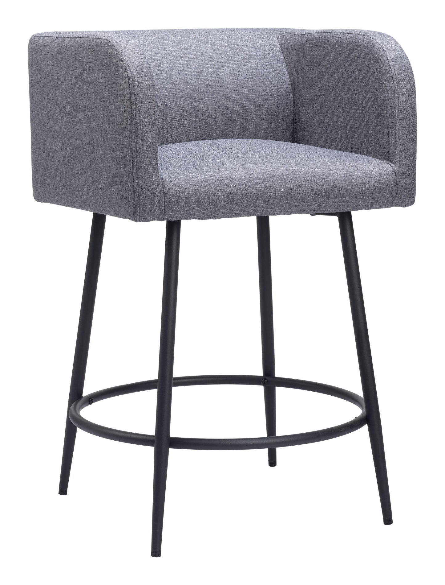 Horbat Counter Stool Set of 2 - Gray Stylish and Comfortable Upholstered Stools for Modern Kitchens and Dining Areas