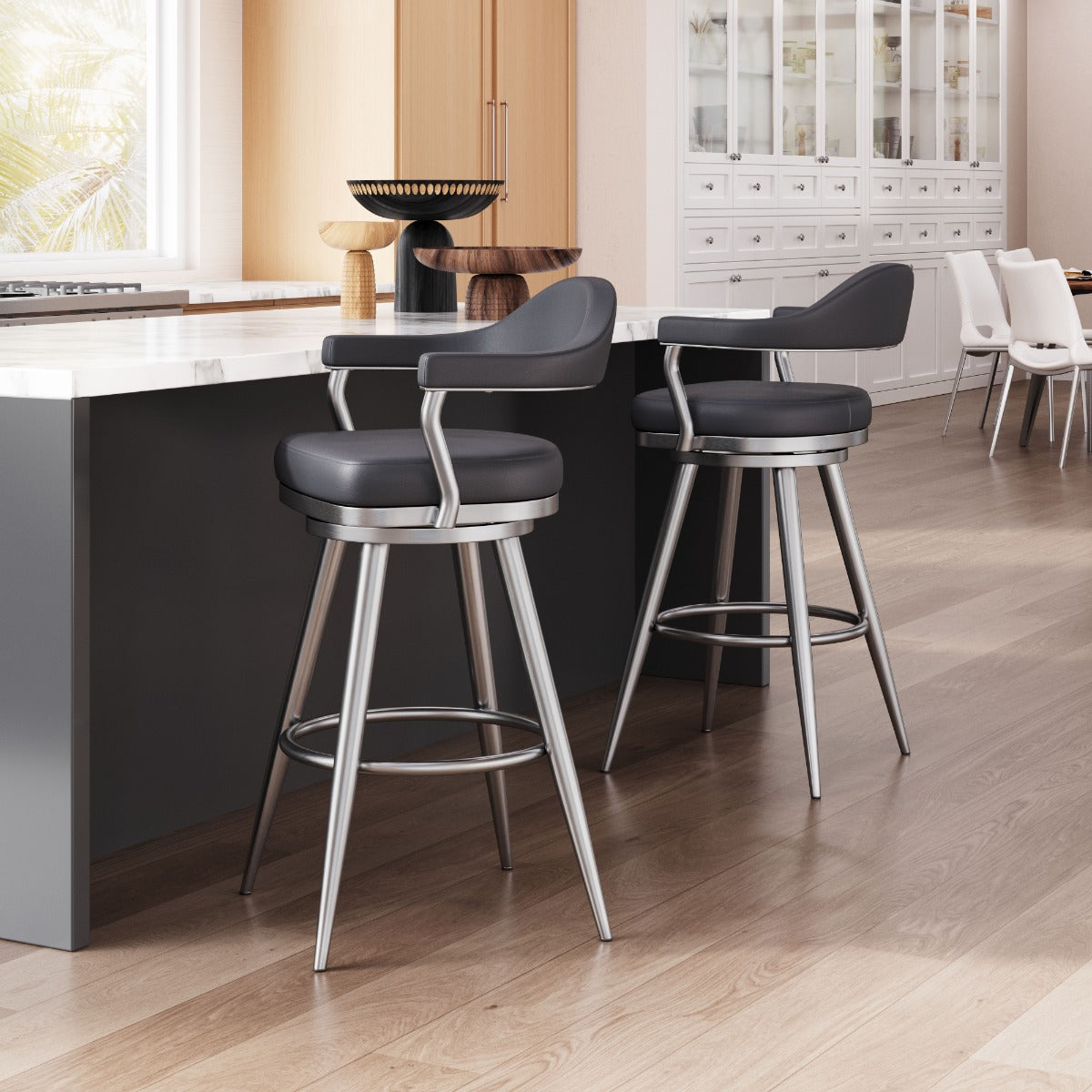 Vagur Swivel Barstool - Black Modern and Stylish Swivel Barstool for Contemporary Kitchens and Bars