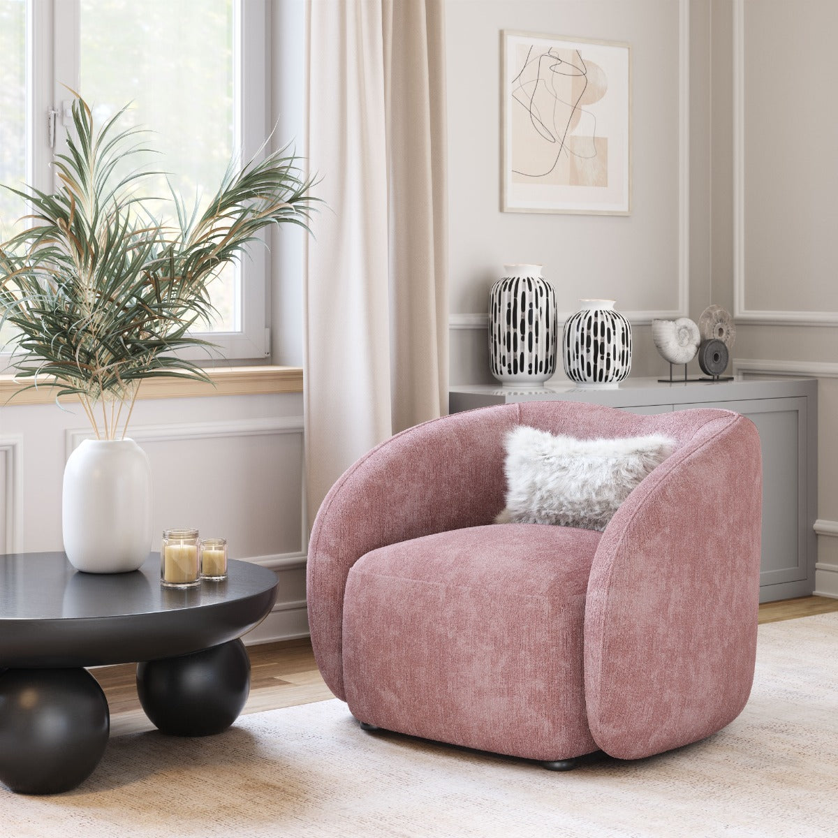 Tallin Accent Chair - Mauve Pink Stylish and Elegant Upholstered Chair for Modern Living Spaces