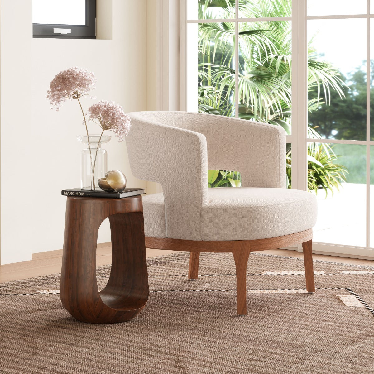 Okno Side Table Walnut β Elegant and Timeless Walnut Accent for Living Room or Bedroom
