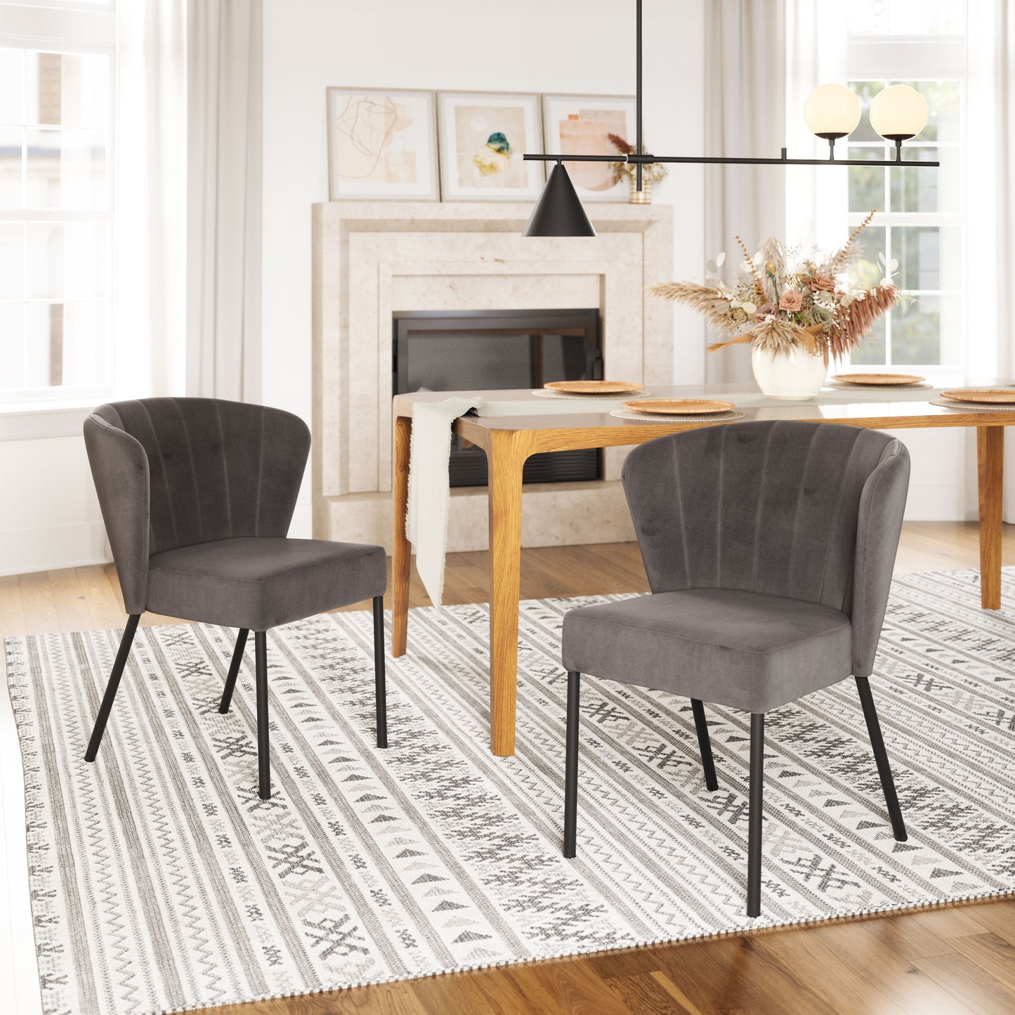 Aimee Dining Chair Set of 2 - Modern Gray Design for Stylish Dining Rooms and Contemporary Spaces