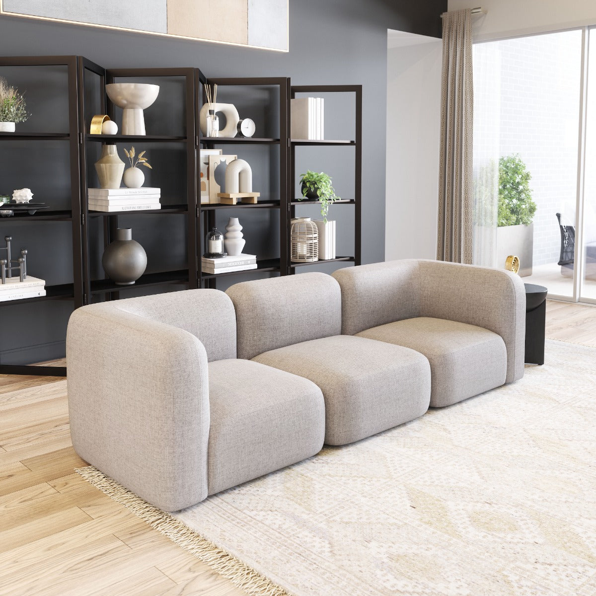 Biak Corner Chair Gray - Stylish & Versatile Corner Chair with a Contemporary Gray Upholstery, Ideal for Modular Seating Configurations