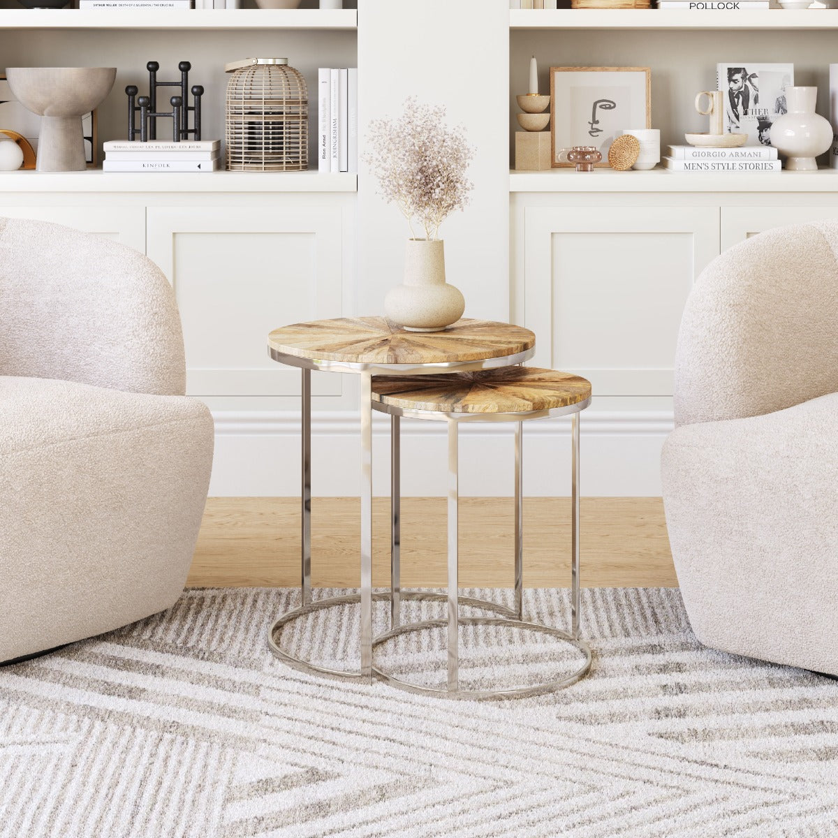 Bari Nesting Table Set (2-Piece) - Chic Natural Design for Versatile Home Decor