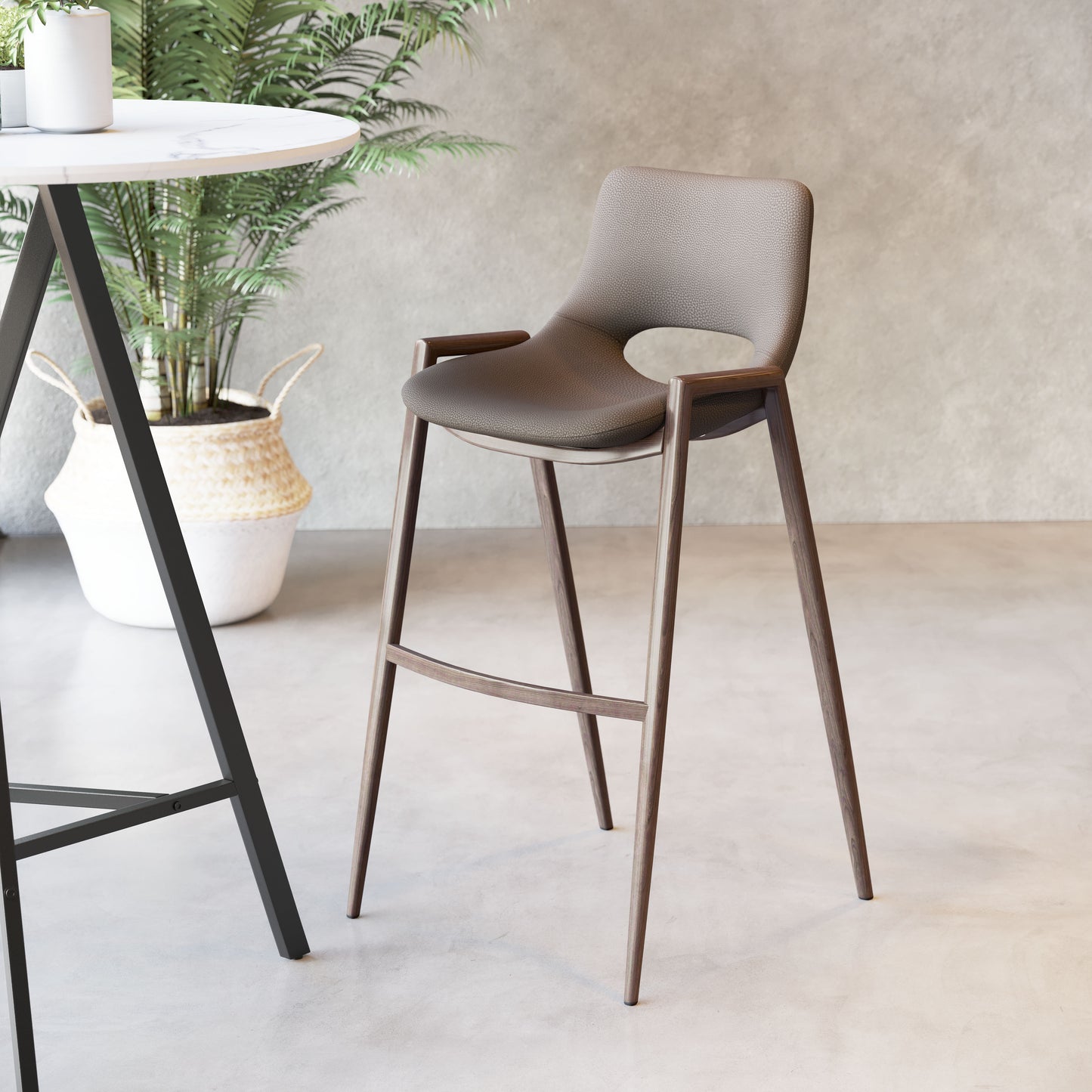 Desi Barstool Set of 2 - Elegant Brown & Walnut Design for Modern Home Bars and Dining Spaces