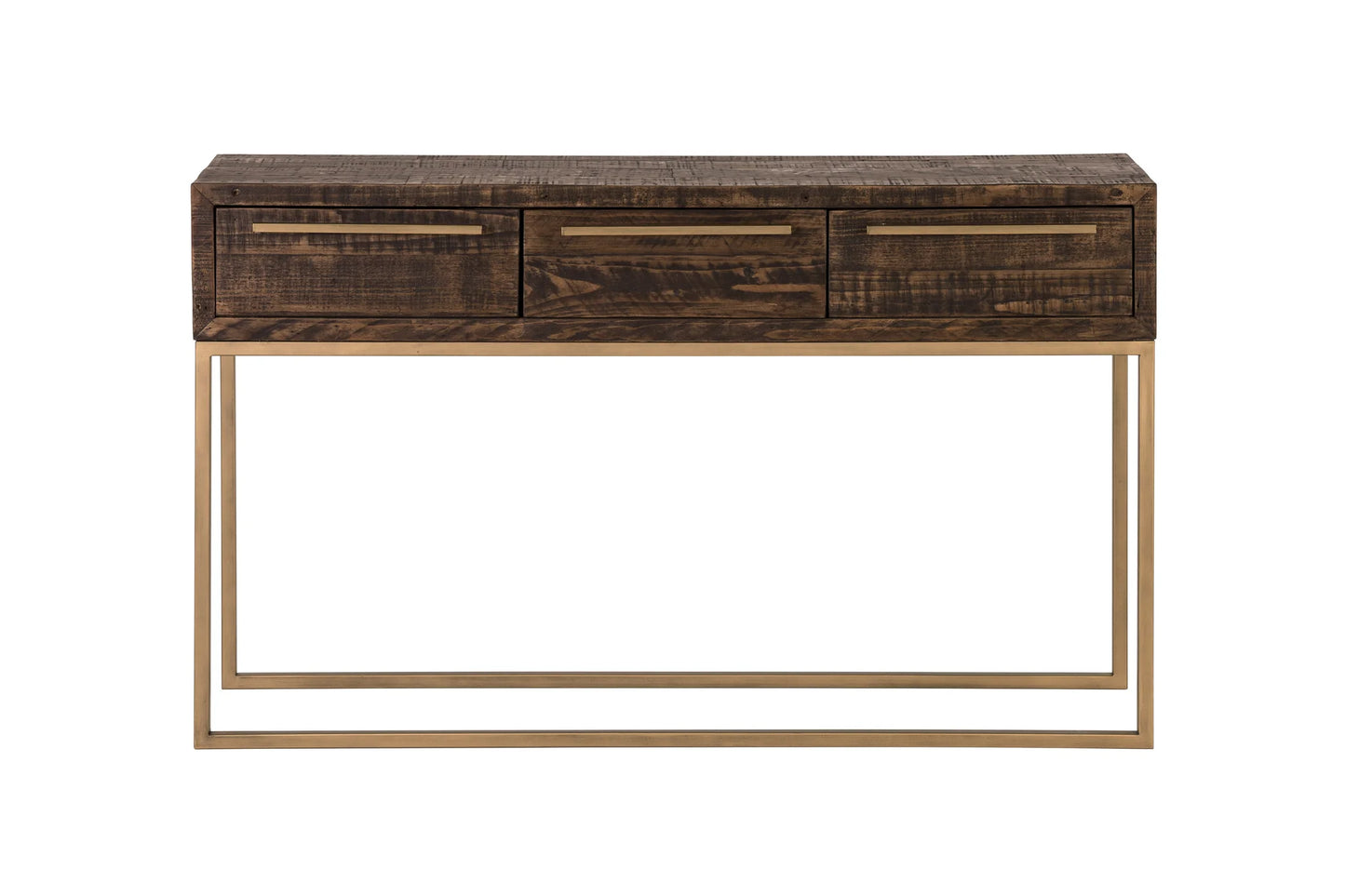 Monterey Rustic Hall Table in Smokey Taupe – Fully Assembled with Reclaimed Pine and Stylish Metal Accents for a Timeless Look