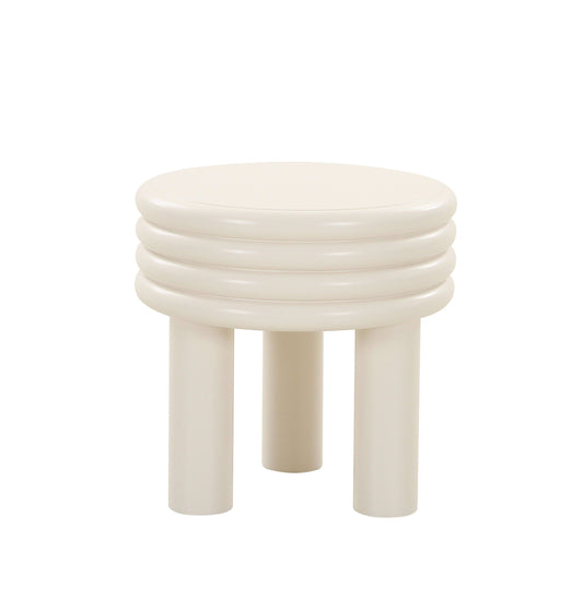 Modrest Townley Contemporary White Round End Table - Elegant Accent for Modern Living Spaces
