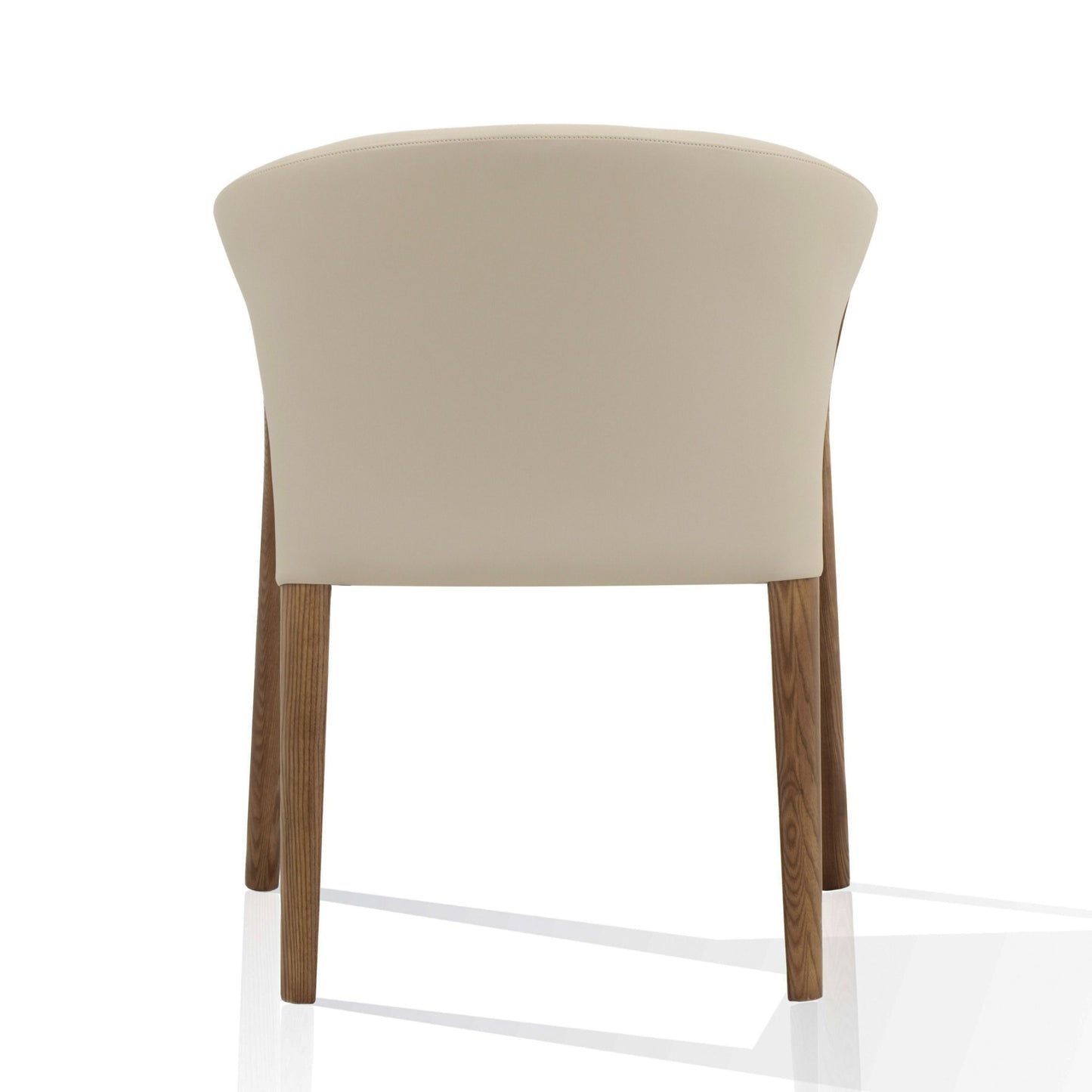 Modrest Wynetta Mid-Century Modern Grey Vegan Leather Dining Chair with Walnut Legs for Stylish Dining Spaces