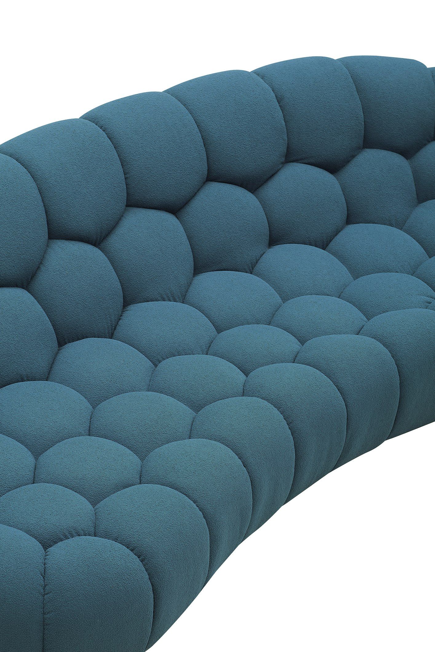 Divani Casa Yolonda - Modern Curved Dark Teal Fabric Loveseat